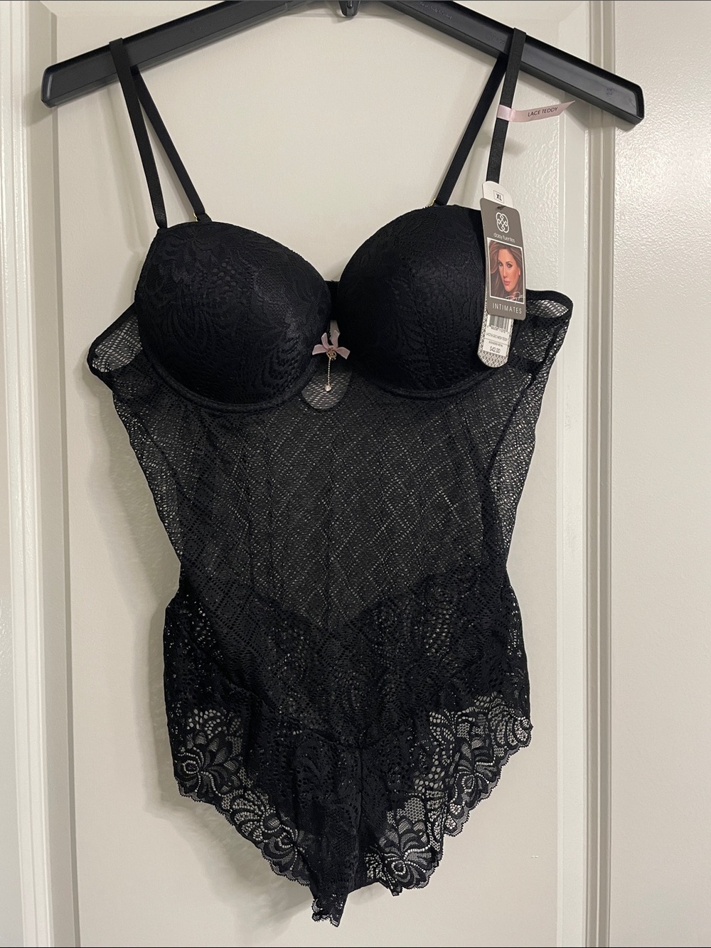 Daisy Fuentes Intimates Black Padded Underwire Lace Lingerie Bodysuit Teddy XL
